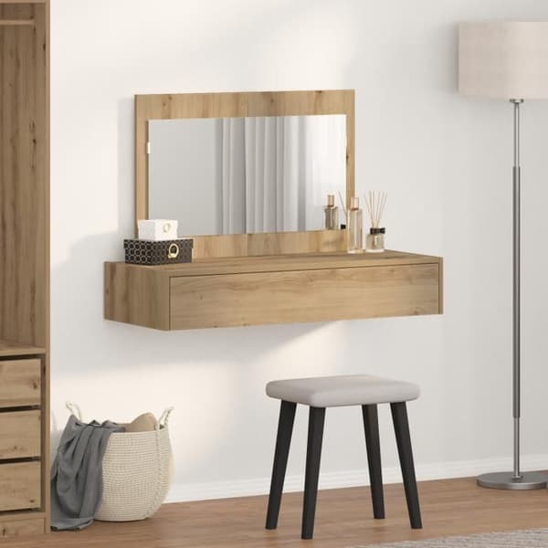 Väggmonterad Sminkbord i Ek 100x40x70 cm