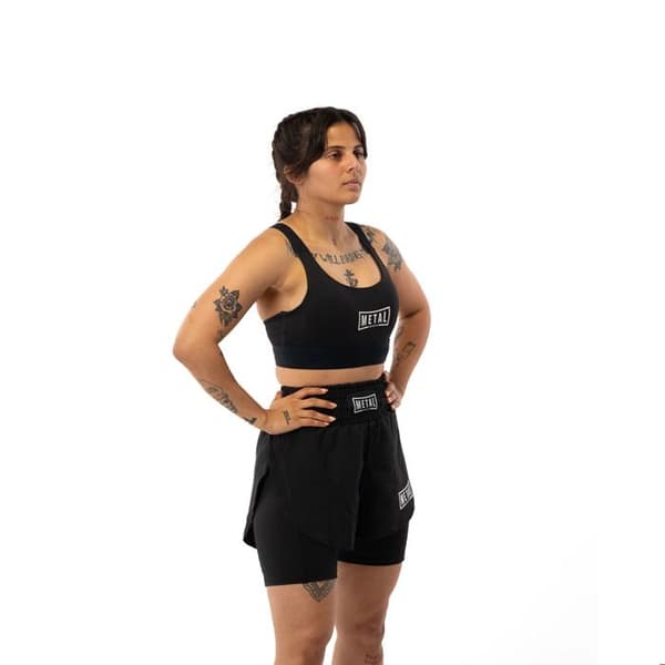 Kvinnlig elastisk sport-bh Metal Boxe