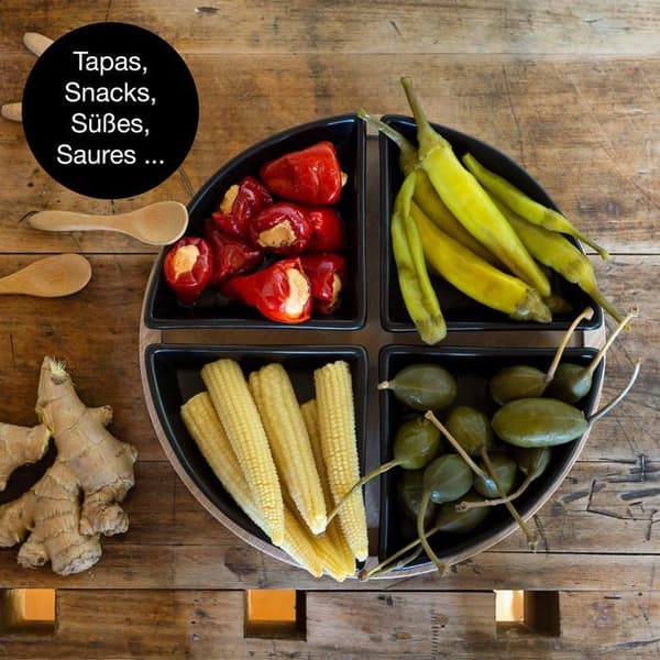 Moritz - moritz - 1873 - Aperitifbricka - 4 bambu- och keramiska aperitifkoppar - för dips Snacks Förrätter Desserter