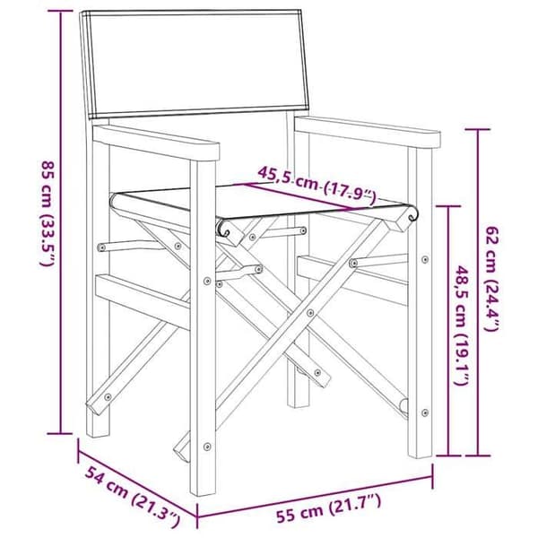 vidaXL Fällbara regissörsstolar set om 2 Massivt teakträ 4008513