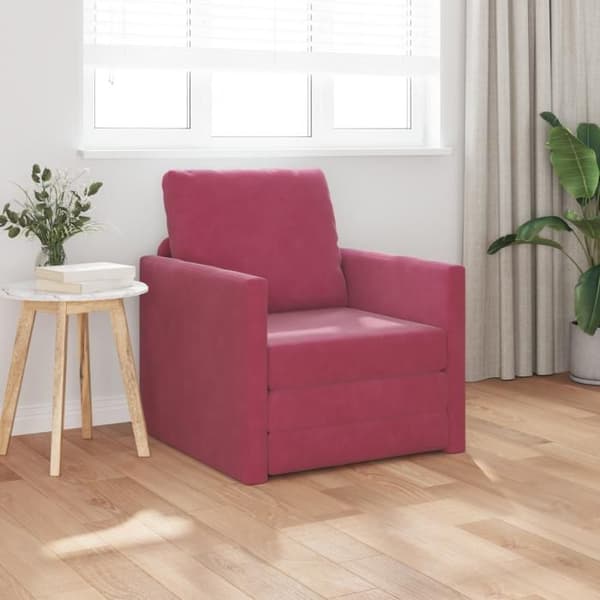 Soffa Lit 2 i 1 Röd Vin 74x77x81 cm Sammet