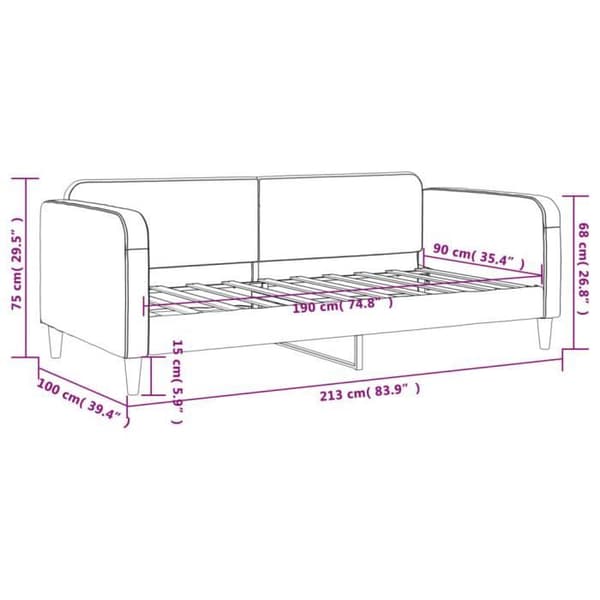 vidaXL Dagbädd Mörkgrå 90x190 cm Tyg 354044