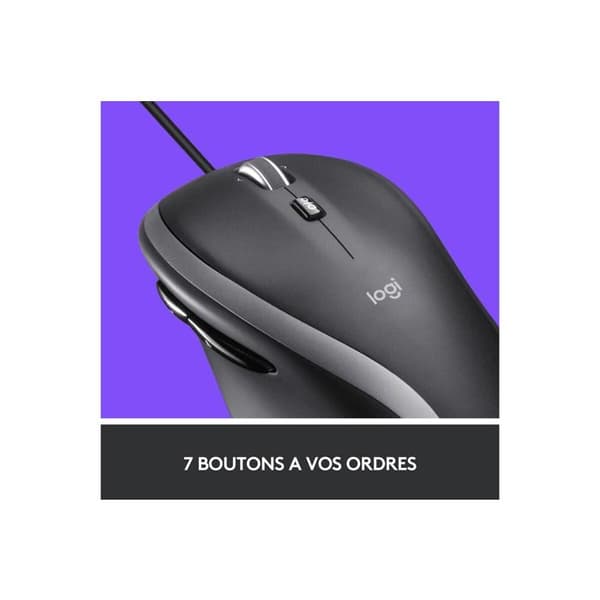 Trådad mus - Logitech - M500s - Ultra-snabb rullning - 7 anpassningsbara knappar - Grå