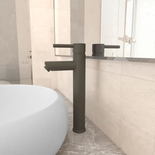 Badkran VIDAXL - Grå - Modern design - Förkromad mässing - Lätt installation