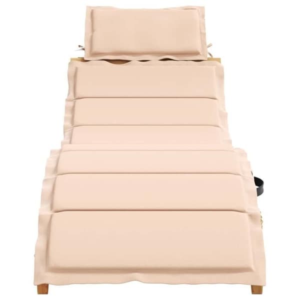 vidaXL Chaise longue med beige kudde i solid akaciaträ 367635