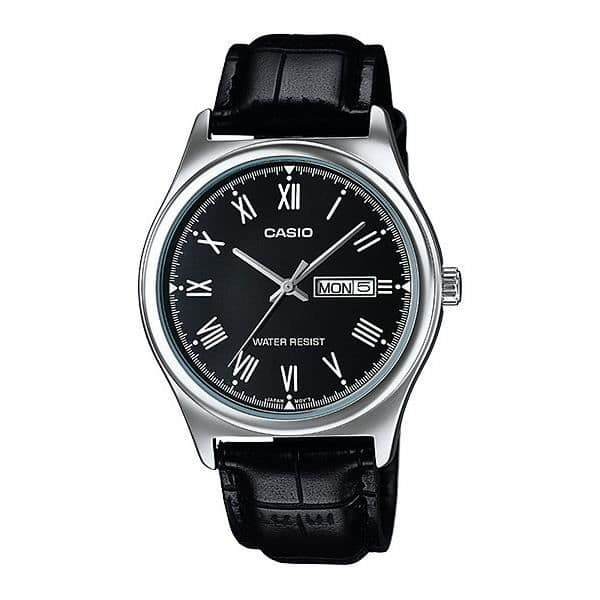 Klocka - Casio - MTPV006L1B - Läder - Analog - Rund