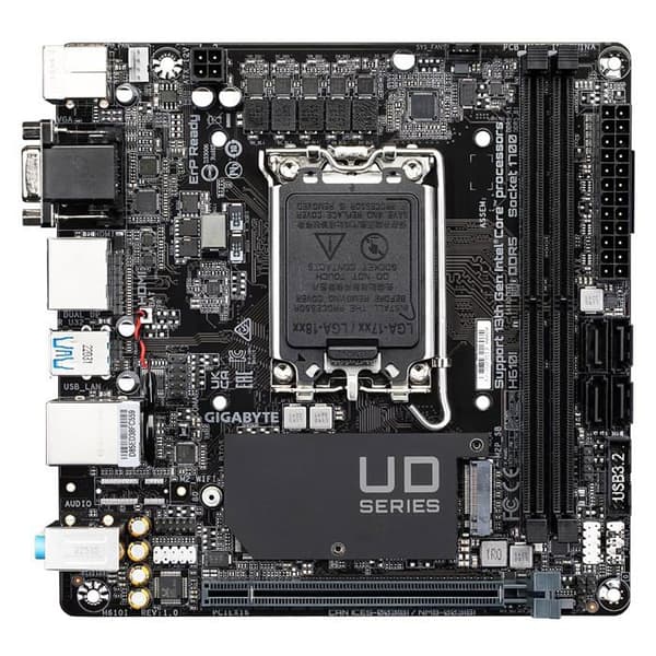 Mini ITX-moderkort - GIGABYTE H610I - Intel Core 14:e generationen - DDR5 5600MHz - VRM 4+1+1