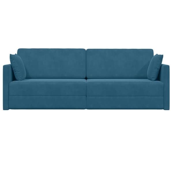 Sängsoffa på golvet 2 i 1 Blå 213x144x60 cm Sammet