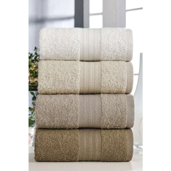 Set med 4 handdukar - 50 x 85 cm - Brun
