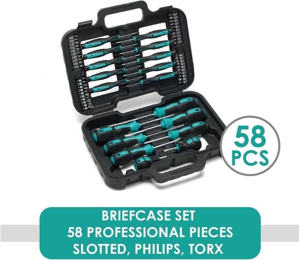 Tournevis - OVERMUST - Set med 58 delar - Magnetiska - Klipp, Kryss, Torx