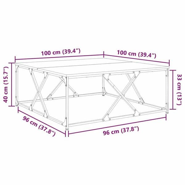Modern soffbord - vidaXL - Svart ek - Ingenjörsträ - 100x100x40 cm - Rektangulär - Montering krävs