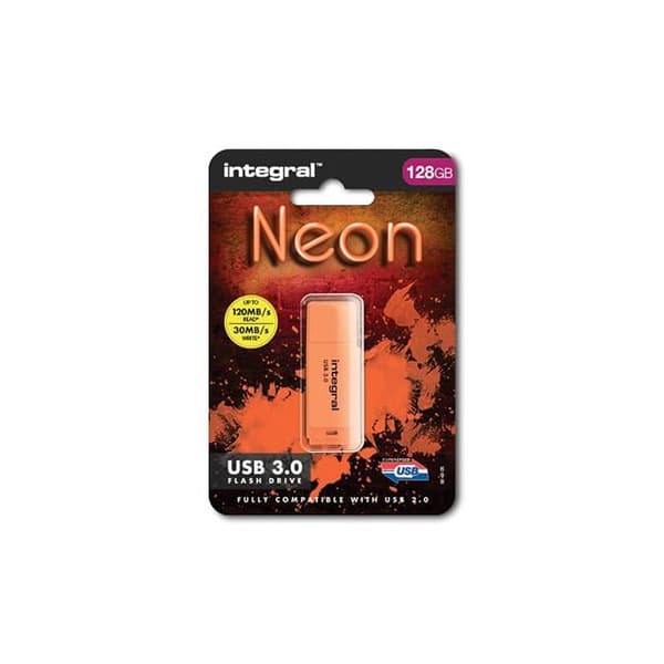 Inbyggt Neon USB-minne 128 GB USB 3.0 orange