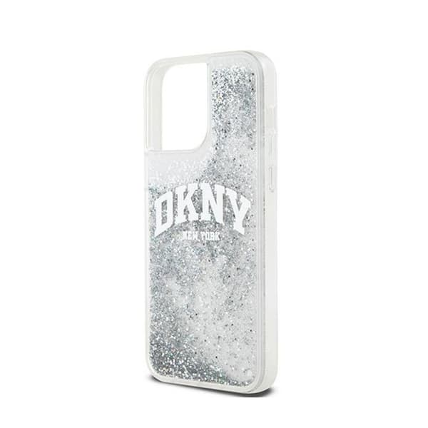 Mobilskal - DKNY - iPhone 15 Pro - Vit - Flytande glitter - Mjuk