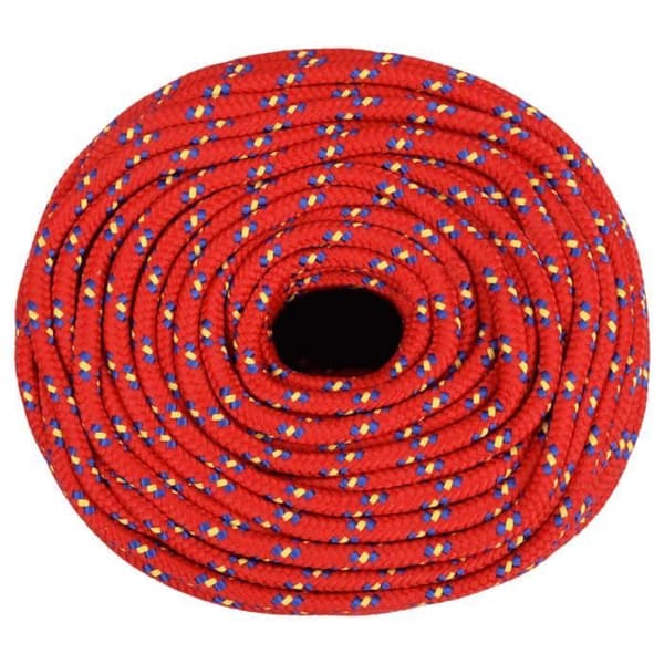 152400 vidaXL Båtrep Röd 10 mm 25 m Polypropen