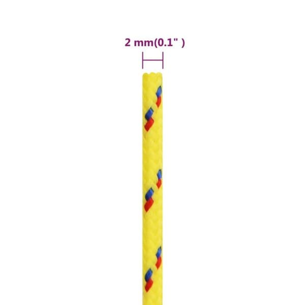 152582 vidaXL Båtrep Gul 2 mm 25 m Polypropen