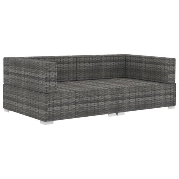 vidaXL Hörnstolar 2 st med Dynor Poly Rattan Grey