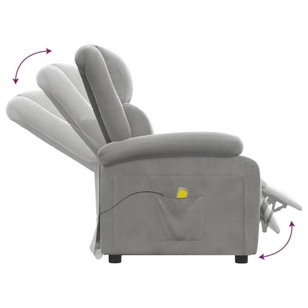 vidaXL Ljusgrå sammet massagefåtölj 342410