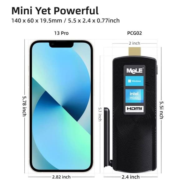 Mini PC - Mele - 27 J4125 - 8 GB RAM - 128 GB eMMC - Windows 11 Pro