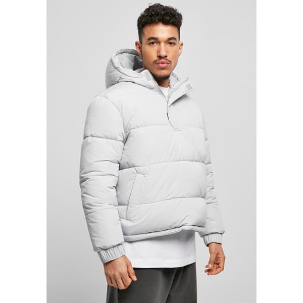 Fleece-jacka - Urban Classics - Hooded Cropped - Herr - Ljusgrå - Fodrad