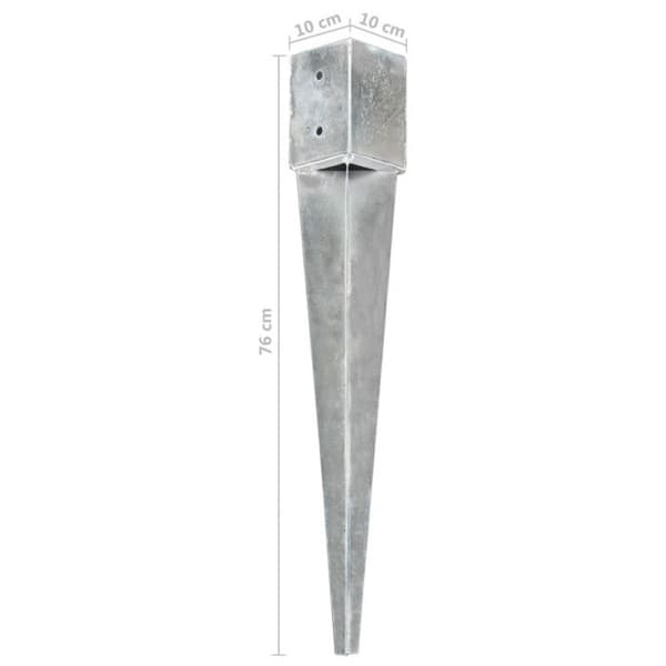 vidaXL Ground Stakes 6 st Silver 10x10x76 cm Galvaniserat stål