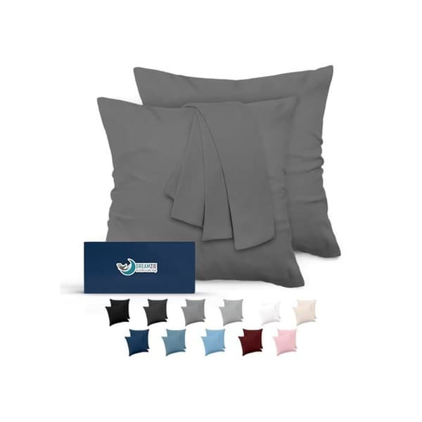 Mikrofiberkuddfodral - Dreamzie - 65x65 cm - 2-pack - Antracit - Oeko-Tex-certifierad