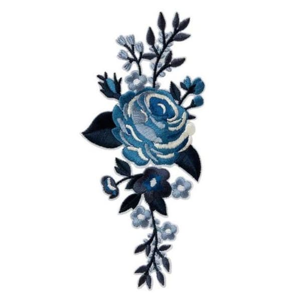 Patch Värmeöverföring Stort Blått Blomma 6,50 x 15 cm
