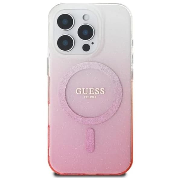 Coque Guess IML Glitter Gradient MagSafe för iPhone 16 Pro Max (Rosa)
