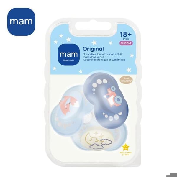 MAM Original Silikon 18 Månader+ – Anatomiska Nappar Dag & Natt x3