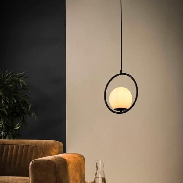 Glaspendel - KATE - E27 - Svart - Contemporary design - Ø160mm