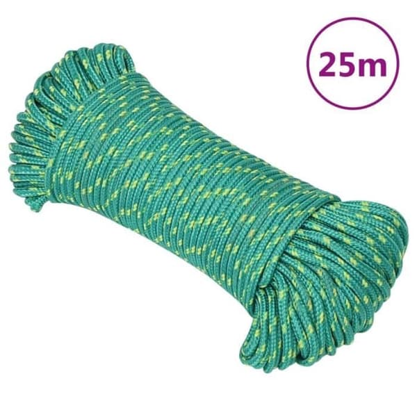 152703 vidaXL Båtrep Grön 5 mm 25 m Polypropen