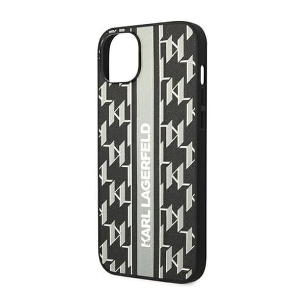 Mobilskal - KARL LAGERFELD - Monogram Stripe - iPhone 14 Plus - Grå - Mjuk