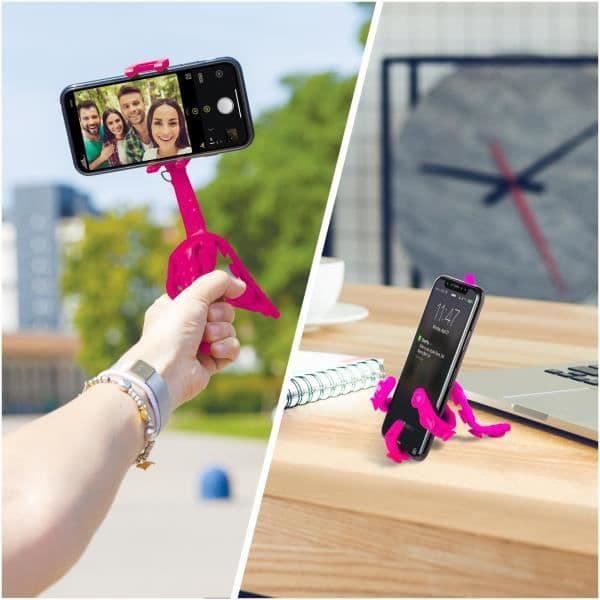 Stöd för smartphone & actionkamera - CELLY - Squiddy - Rosa - Silikon - 6 ben