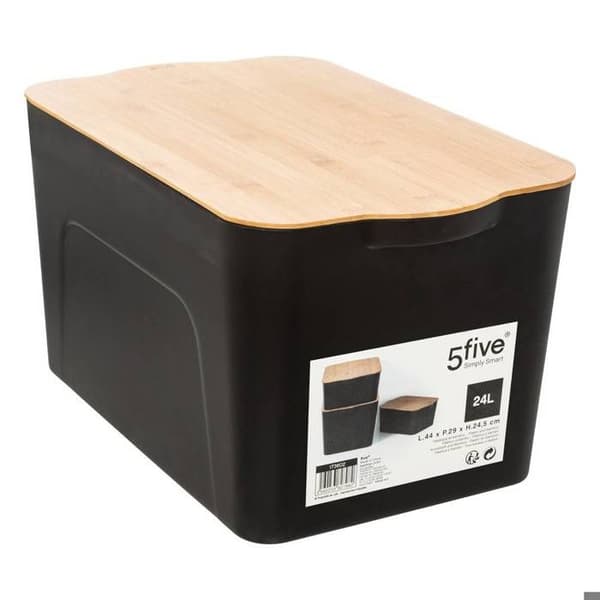 Plastlåda med bambulock 24L - 5 five simply smart