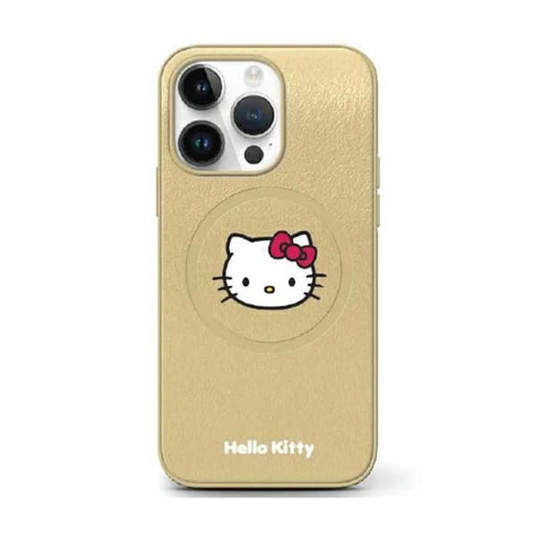 Smartphonefodral - HELLO KITTY - Kitty Head MagSafe - Läder - Guld - iPhone 14 Pro