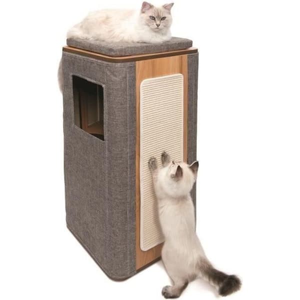 VESPER MDF Cat Tree - 42,5 x 87 x 42,5 cm - Stengrå