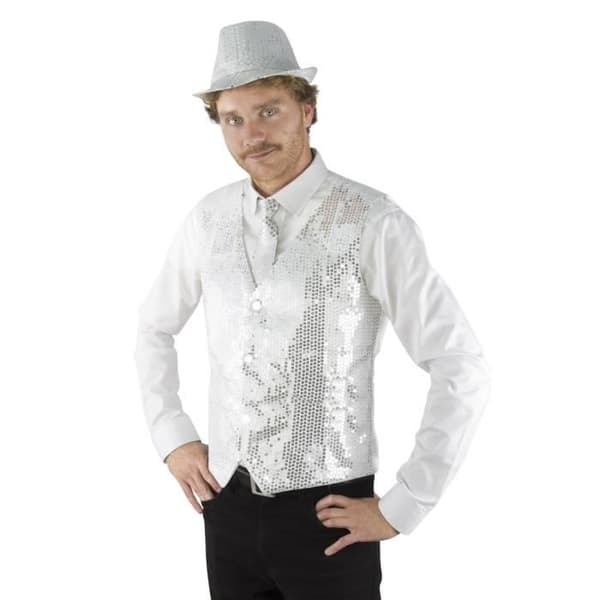 Ärmlös väst med silverpaljetter, one size