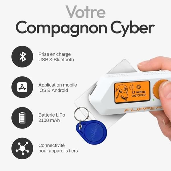 db-tronic Flipper Zero — Multifunktionsapparat RFID/NFC Sub‑GHz IR med GPIO, Vit