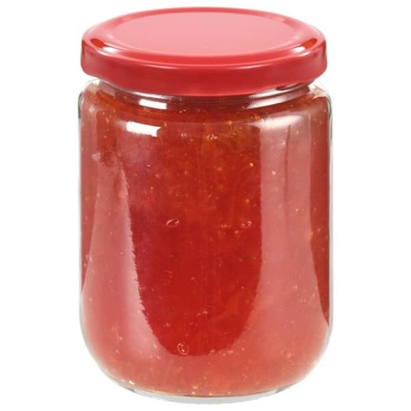48 st Syltburkar med rött lock Glas 230 ml