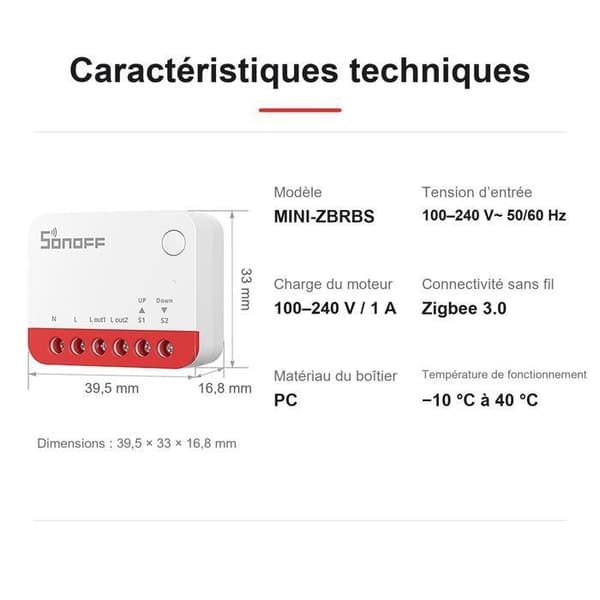 SONOFF 2-pack Zigbee 3.0 modulbrytare för rullgardiner, procentinställning, Zigbee-router, 1 A, MINI-ZBRBS