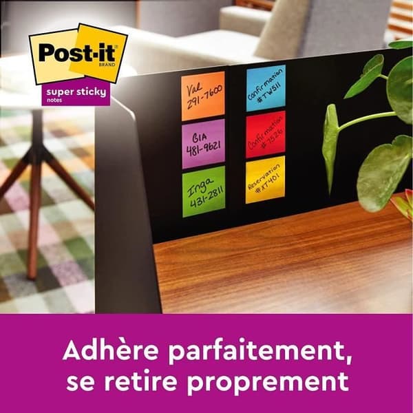 Klibbig anteckningsblock - Post-it - Super Sticky Notes - 48 x 48 mm - Lekfull Kollektion - 90 ark