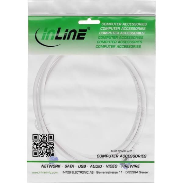 Inline-kopplingskabel fin ®, Cat. 6A, S/FTP, flexibelt TPE (LSZH), PoE, vit, 30 m