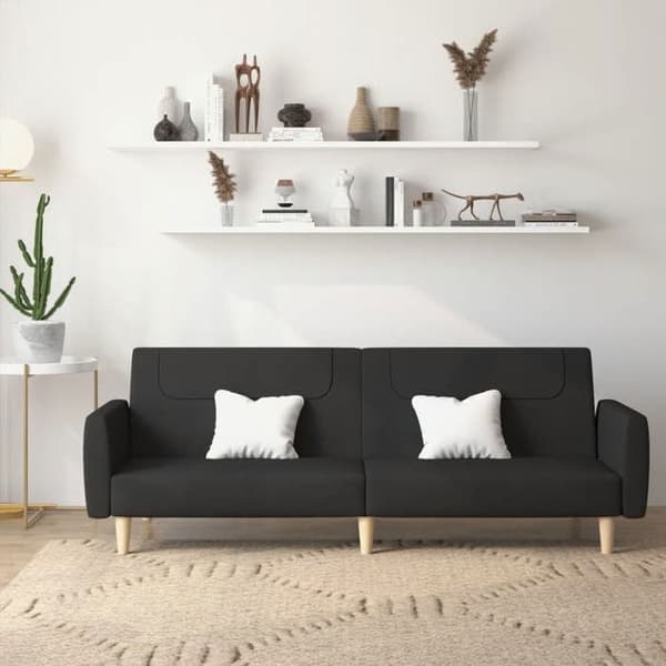 vidaXL 2-sits bäddsoffa svart tyg 375786