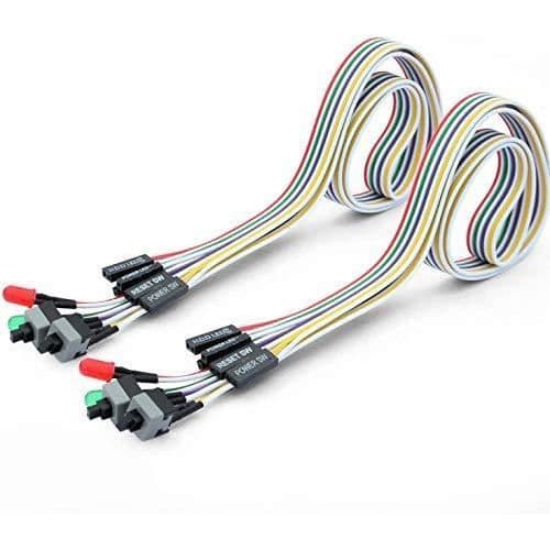 56Tiankoou 2Pcs 4 i 1 PC Strömbrytare Reset Hårddisk Kabel LED Tråd Monteringskit för Dator