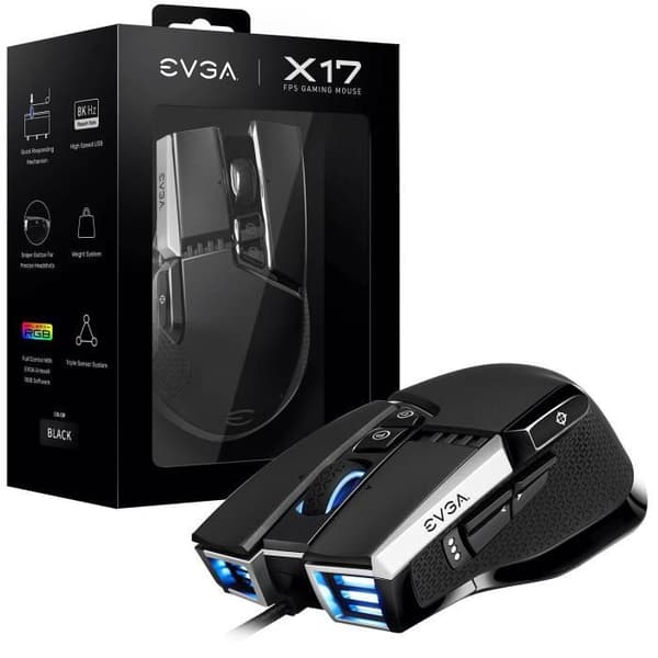 Mus - EVGA - X17 - Trådbunden - 16000 dpi - 10 programmerbara knappar