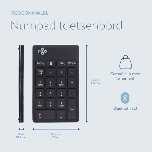 R-Go Numpad Break (svart, bluetooth)