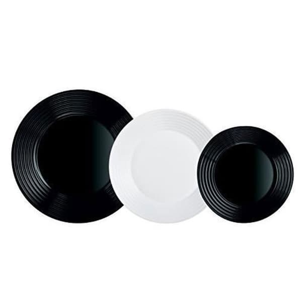 Middagsservering - Luminarc - Opal - 18 delar - Vit-Svart - Tål diskmaskin