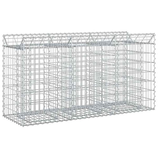 vidaXL Hög säng gabion Silver 42033304