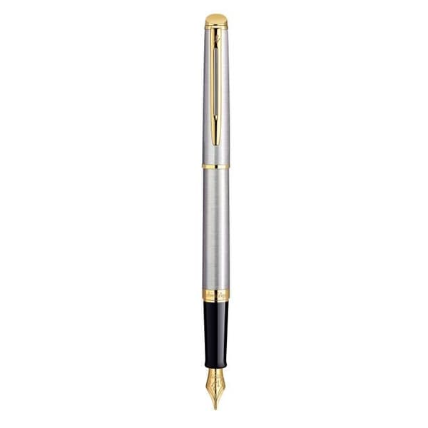 Fjäderpenna - WATERMAN - Hemisphere - Rostfritt stål - Fin spets - Guldiga attribut