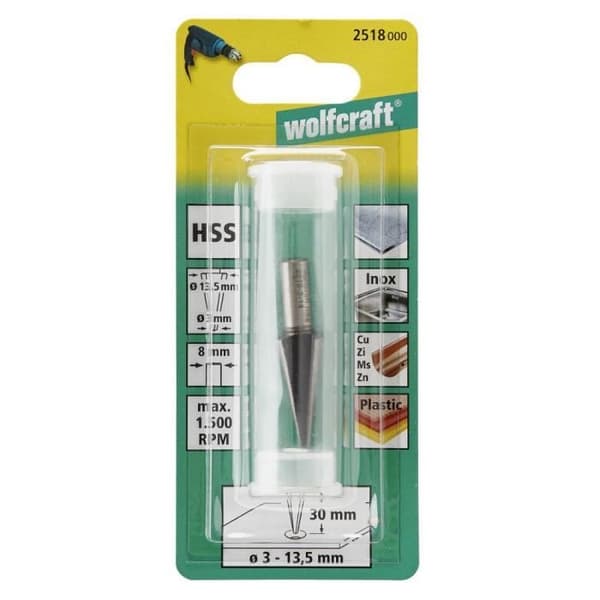 WOLFCRAFT HSS brotsch - Skaft: 8mm - Ø3 x 13,5 mm