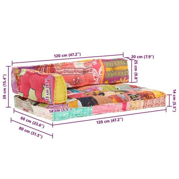 vidaXL Soffkudde Palett Flerfärgad Tyg Patchwork 287722